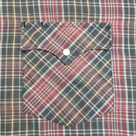 VINTAGE ATB Authentic Western Shirt Plaid Pearl Snap Mens Size 17 34/35 - Picture 4 of 10
